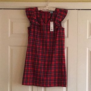 NWT Draper James Plaid Ruffle Shoulder Dress